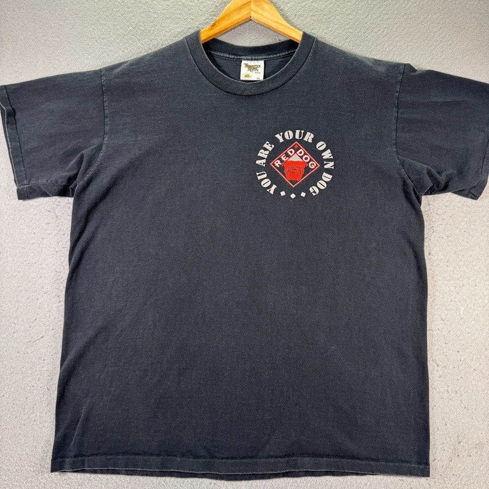 Vintage Red Dog Beer T-Shirt Men XL Black Tennessee River Gold Single Stitch USA